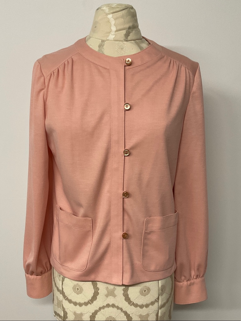 Vintage 70's Women's Pink Long Sleeve Blouse Size Small